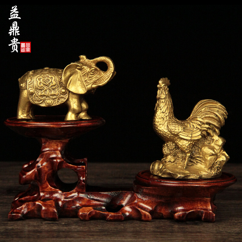 益鼎贵2017鸡年十二生肖属牛吉祥物吉象采珠纯铜摆件 传统工艺与吉祥寓意的完美融合